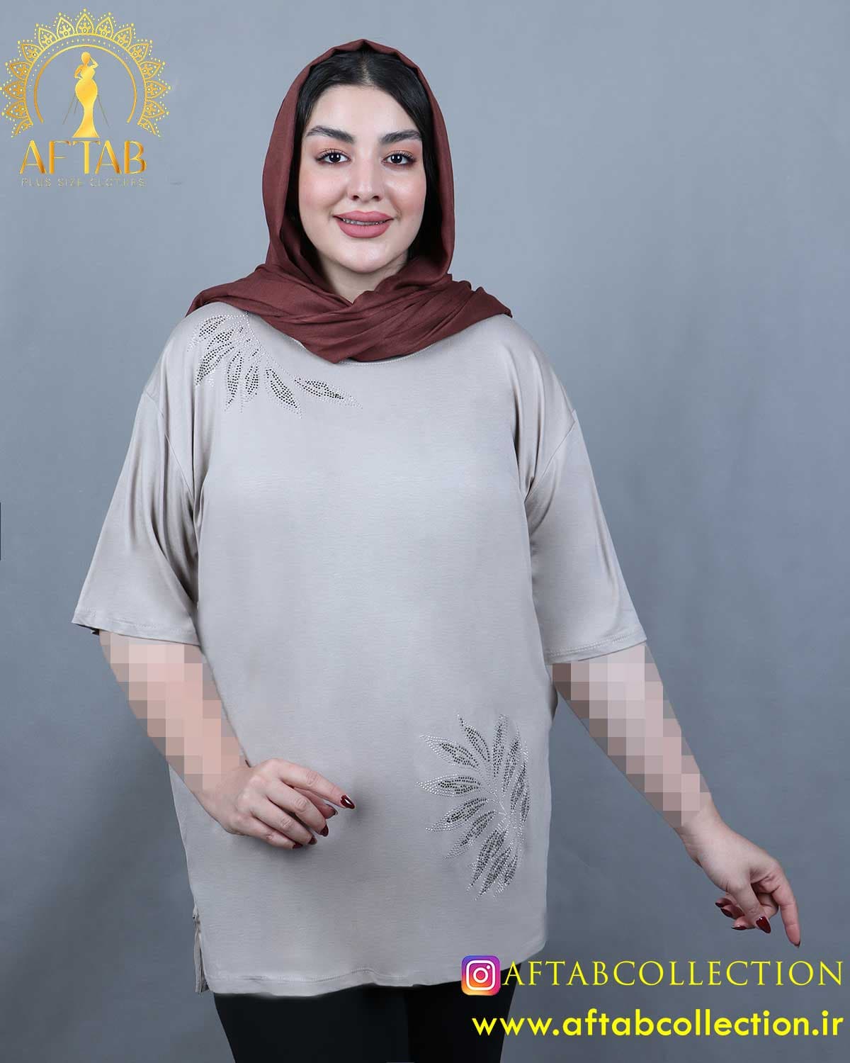 تیشرت نگین خوشه ای رنگی سایزبزرگ 5515 — تصویر ۶