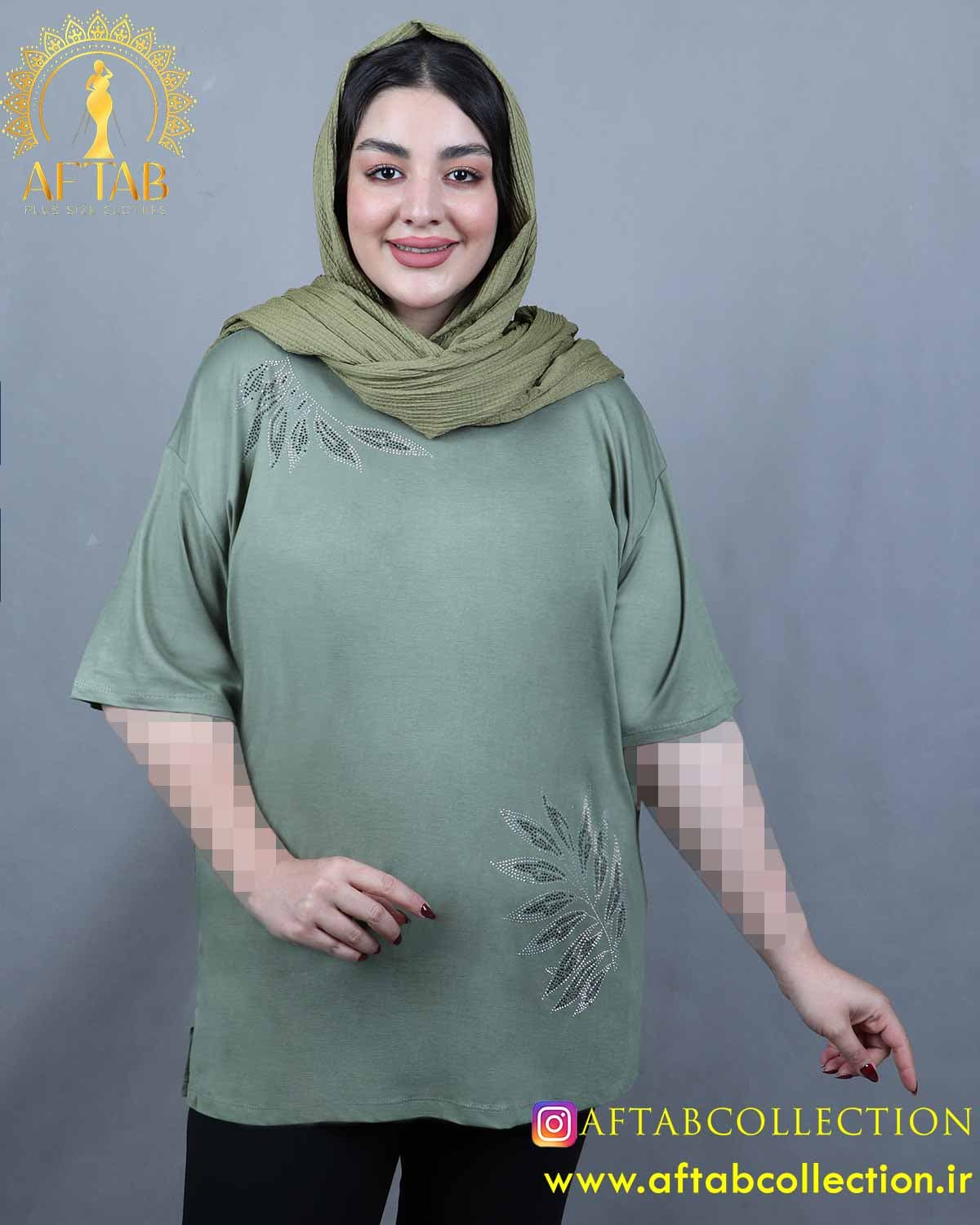 تیشرت نگین خوشه ای رنگی سایزبزرگ 5515 — تصویر ۲