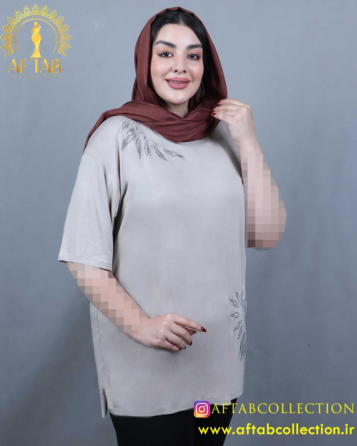 تیشرت نگین خوشه ای رنگی سایزبزرگ 5515 — تصویر ۷