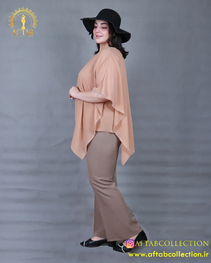 شومیز حریر دو تیکه برش دار سایزبزرگ 6048 — تصویر ۸
