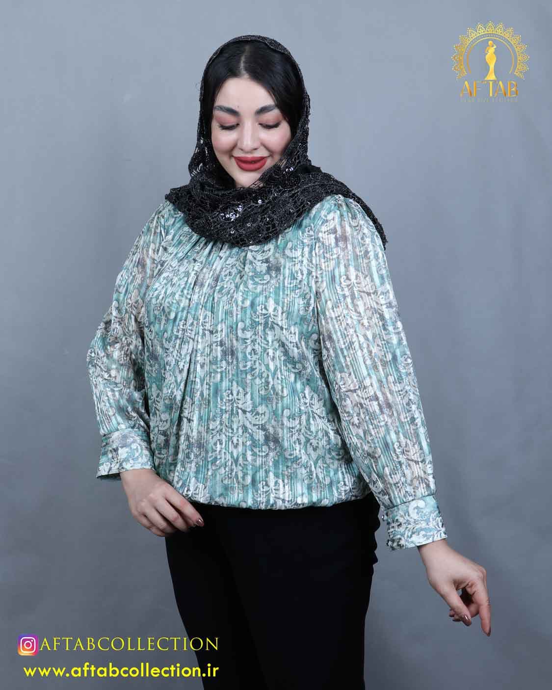شومیز کراپ طرحدار سایزبزرگ 6015 — تصویر ۵