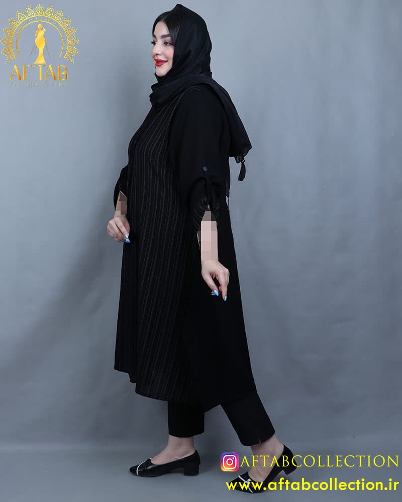 مانتو شانتون آستین بندی دیپلمات سایزبزرگ 6036 — تصویر ۶