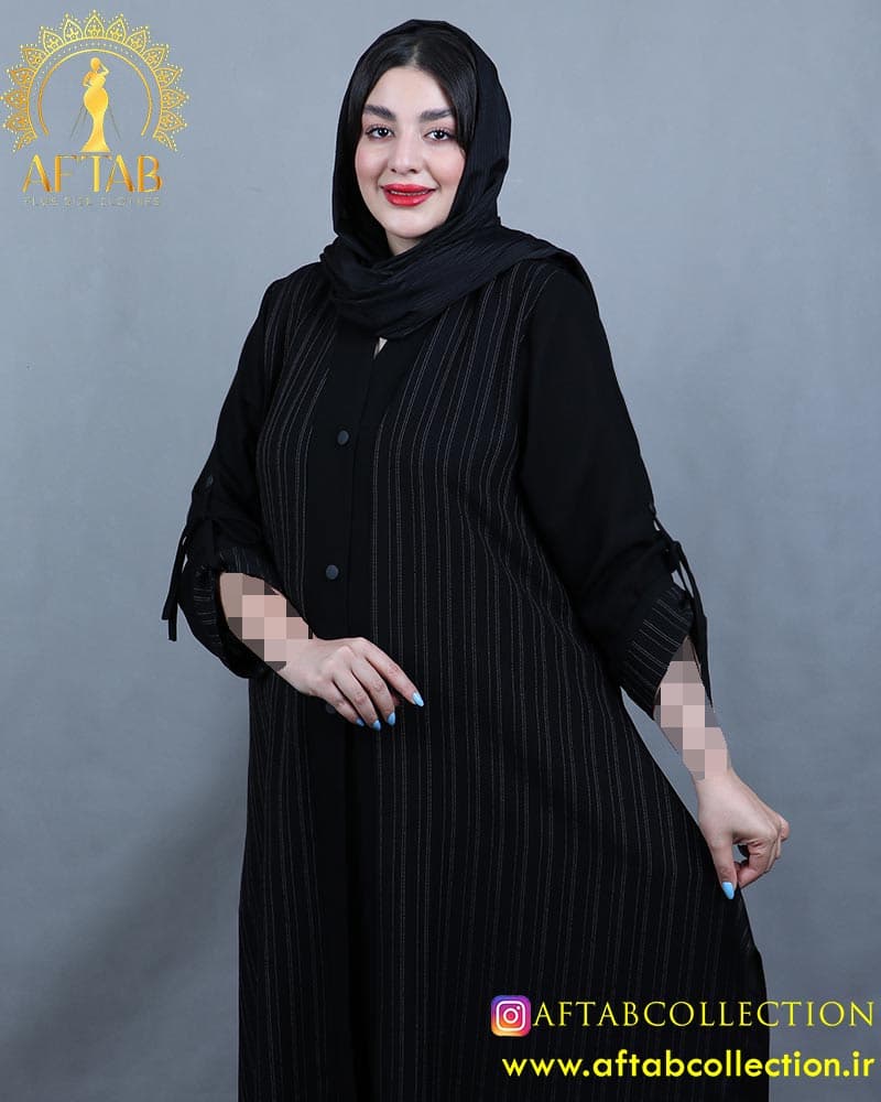 مانتو شانتون آستین بندی دیپلمات سایزبزرگ 6036 — تصویر ۷