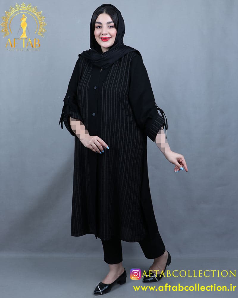 مانتو شانتون آستین بندی دیپلمات سایزبزرگ 6036 — تصویر ۲