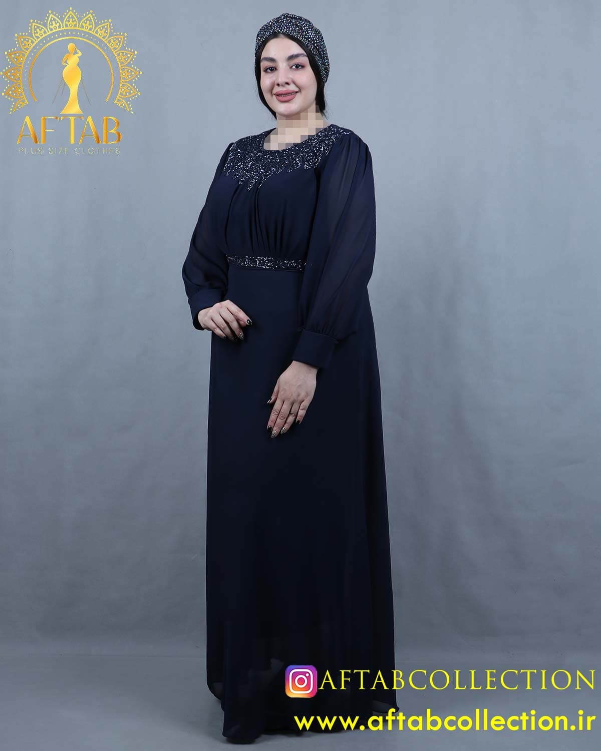 پیراهن مجلسی چیندار منجوق دوزی سایزبزرگ 6004