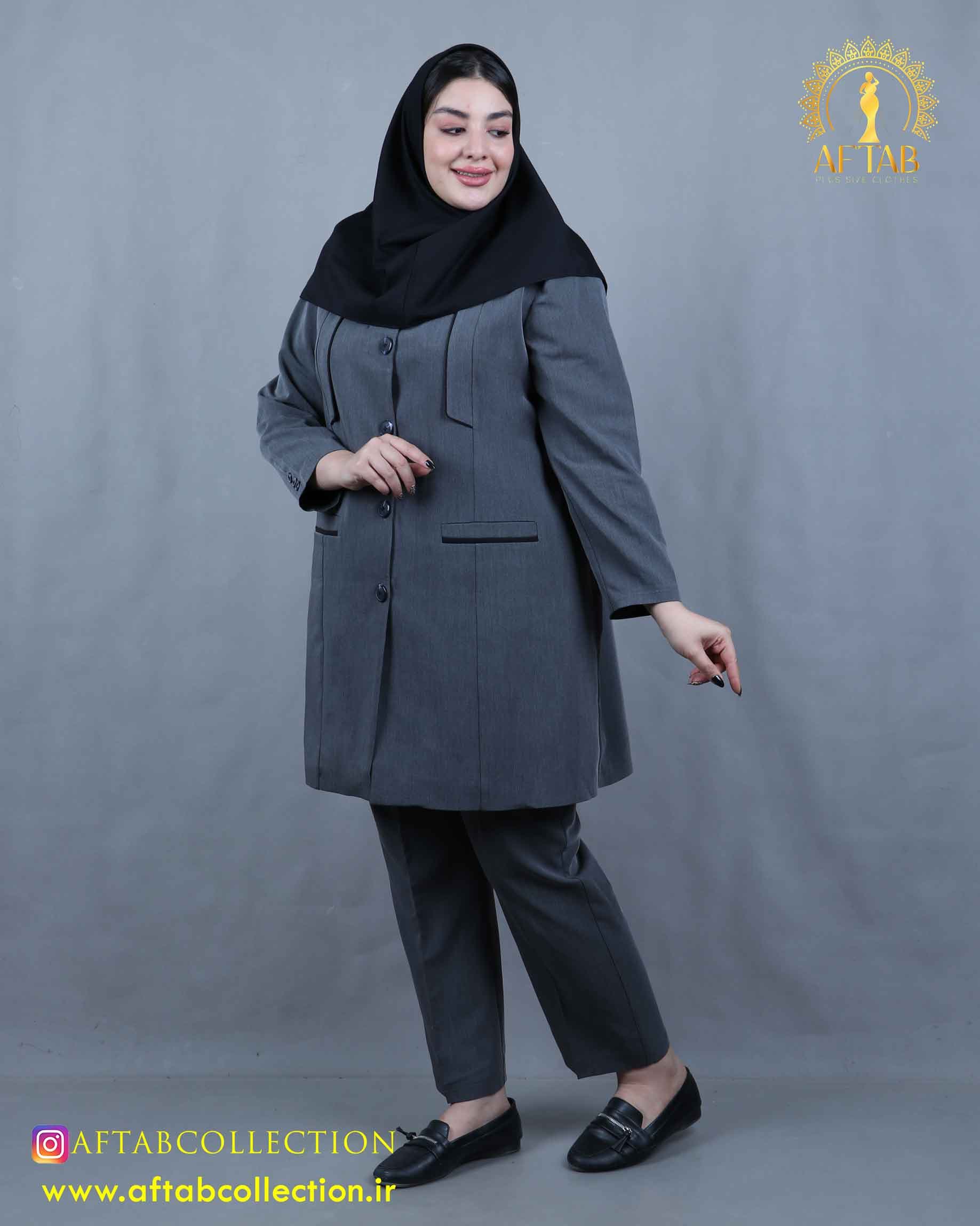 ست مانتو و شلوار اداری فیونا سایزبزرگ 6002 — تصویر ۳