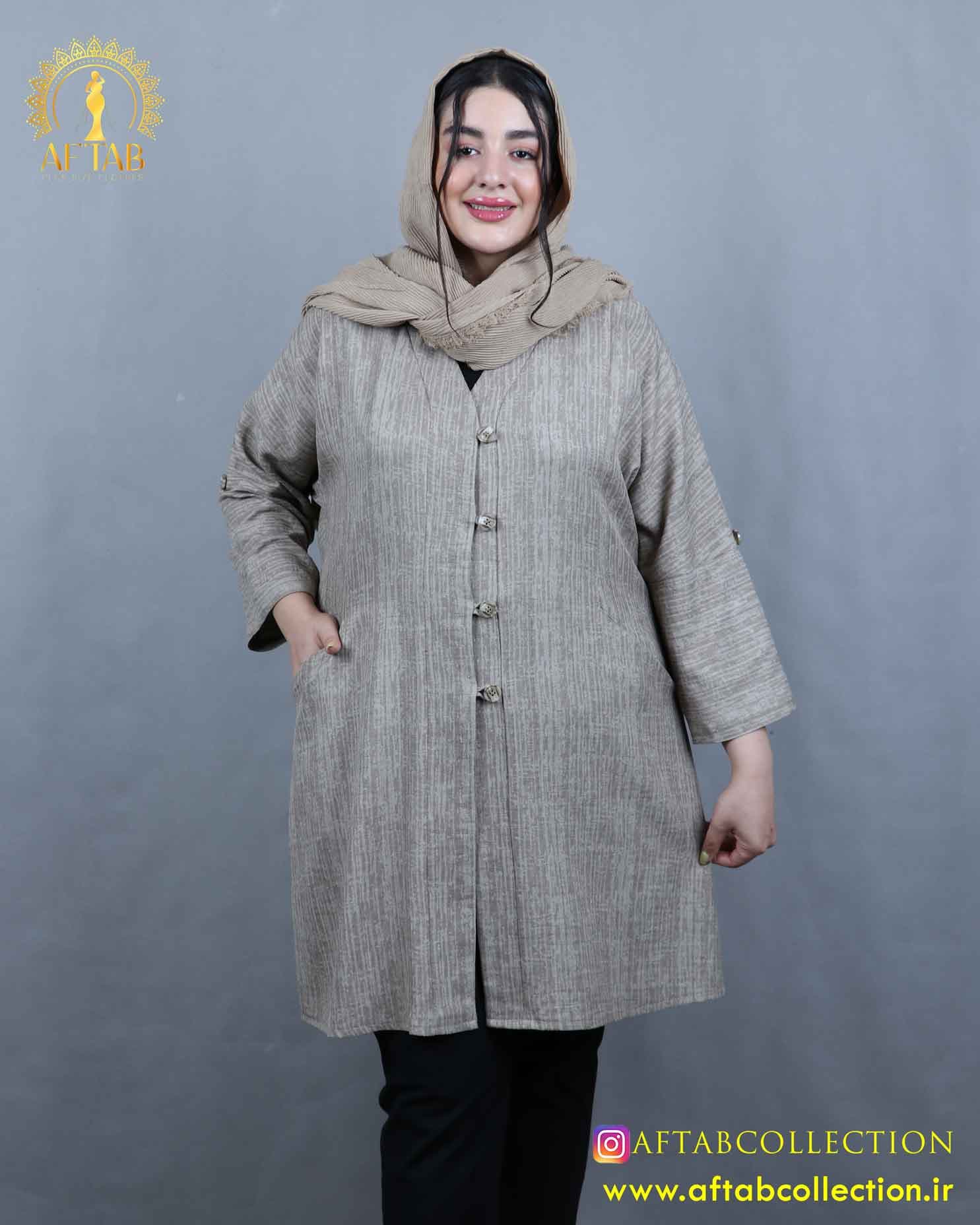 مانتو لوئیس شنل 4 دکمه سایزبزرگ 5901 — تصویر ۵