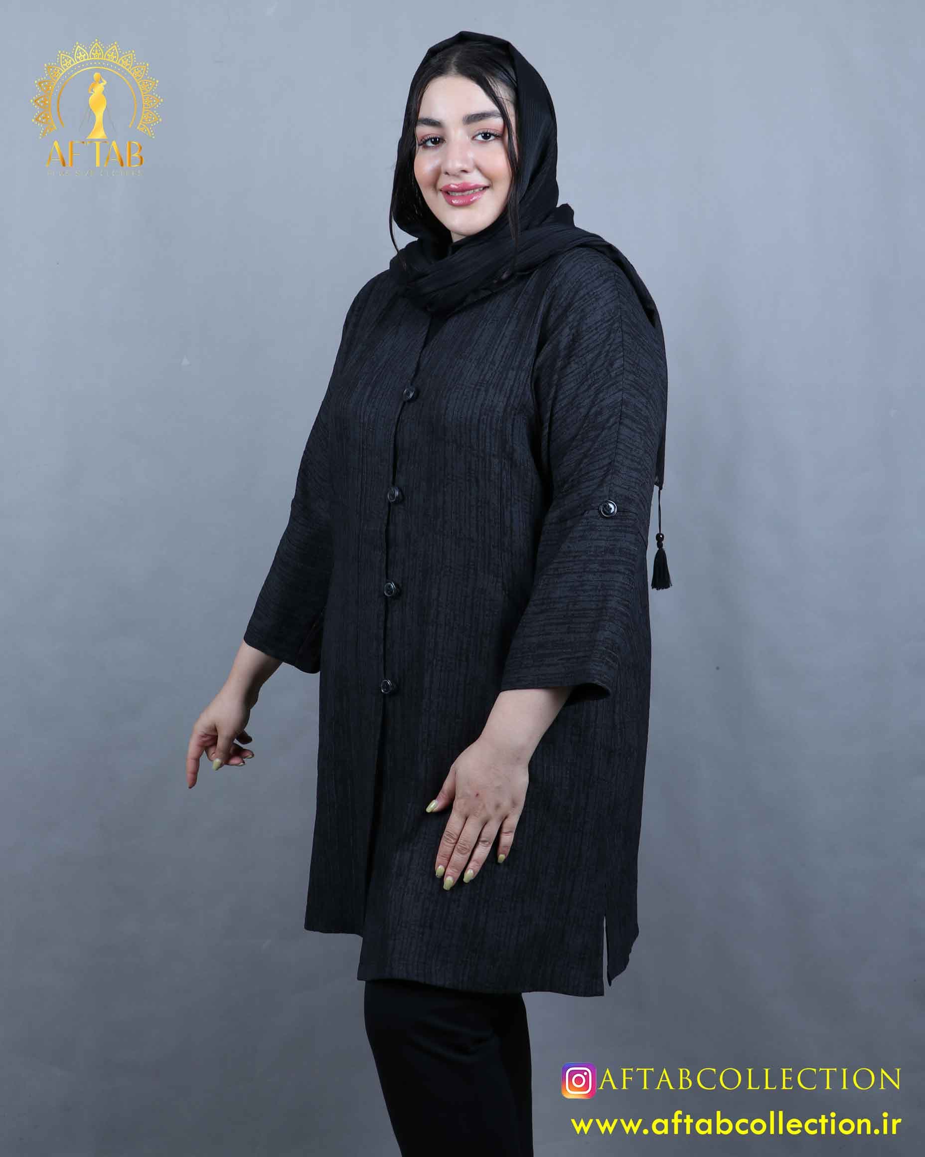 مانتو لوئیس شنل 4 دکمه سایزبزرگ 5901 — تصویر ۲