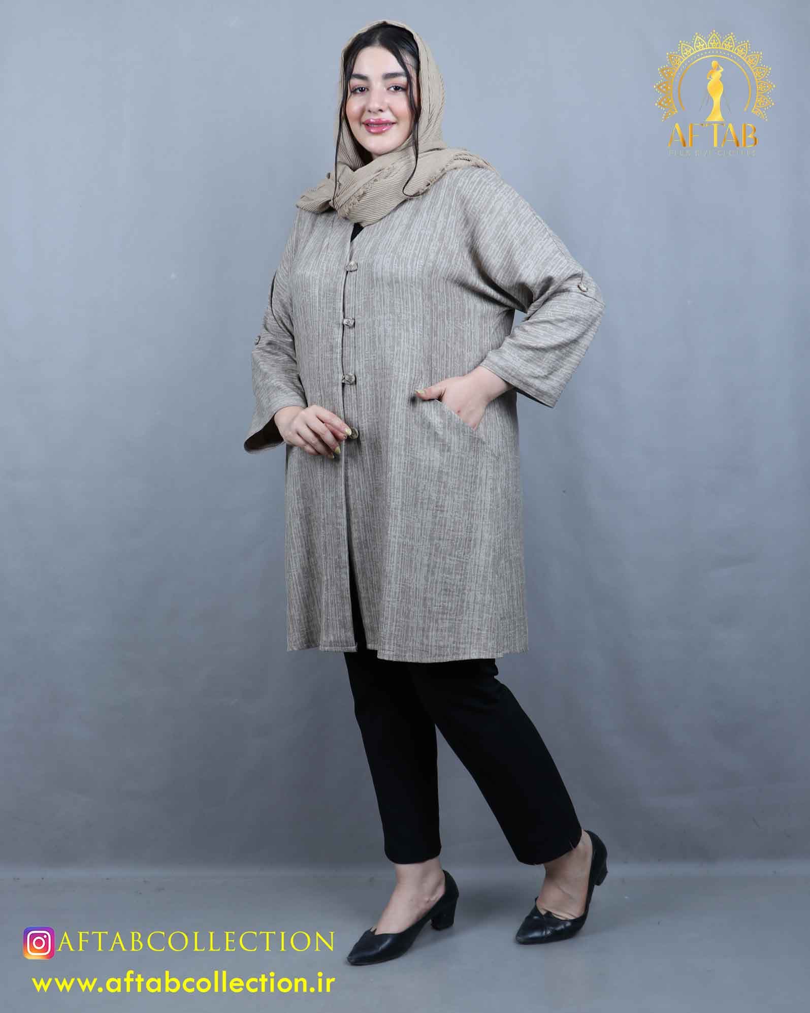 مانتو لوئیس شنل 4 دکمه سایزبزرگ 5901 — تصویر ۴