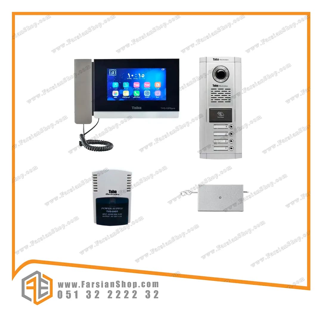 پکیج کامل آیفون تصویری تابا مدل 1070 با پنل 1860 کارتی — تصویر ۲