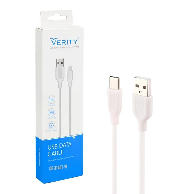 کابل دیتا و شارژ Type-C VERITY مدل 3146 سفید