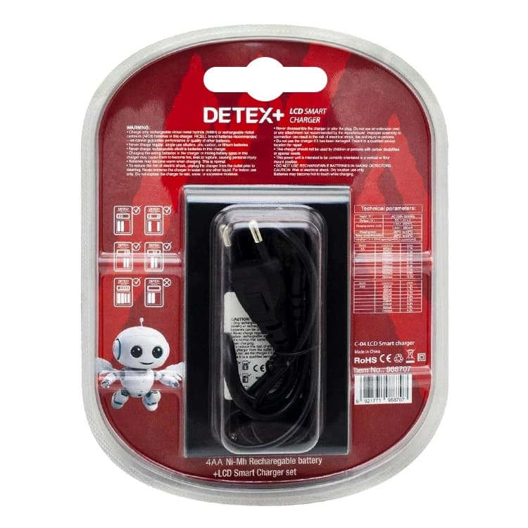 شارژر باتری DETEX مدل LCD به همراه باتری نیم قلمی شارژی — تصویر ۲