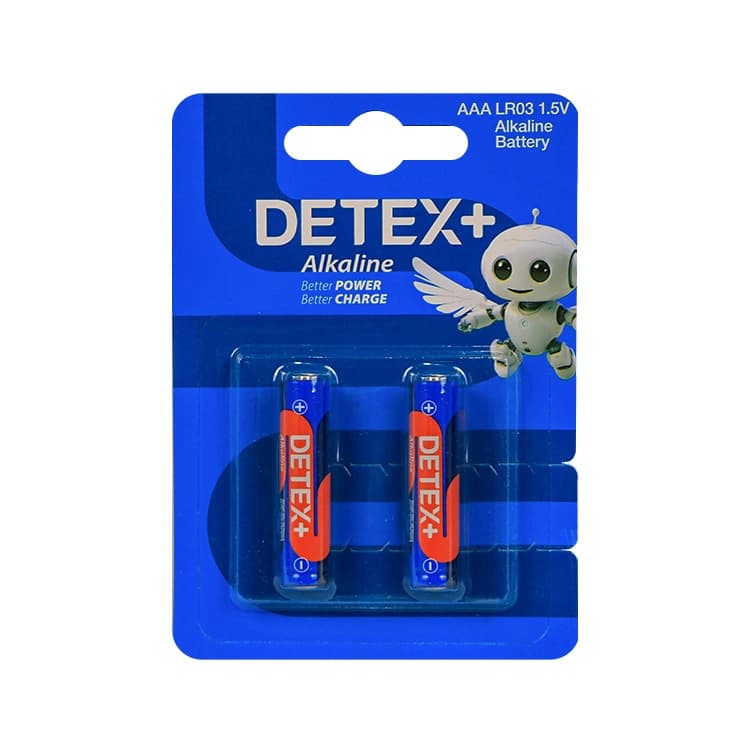 باتری نیم قلمی آلکالاین DETEX کارتی 2 عددی