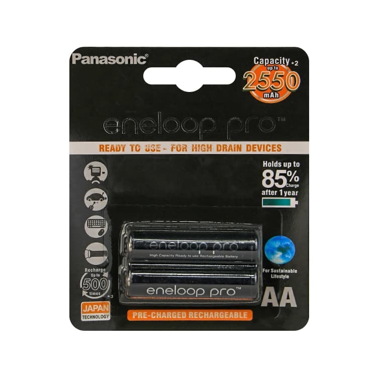 باتری قلمی شارژي Panasonic eneloop 2550 کارتی 2 عددی