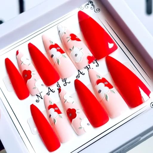 ناخن کره ای پینترستی فانتزی کیوت مخملی برجسته سه بعدی بادومی طرح خاص و وارداتی همراه چسب دوبر — تصویر ۸