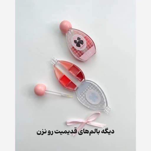لاک لب برق لب شیشه ای کریستالی خیس پاپیونی پالت 6 رنگ بالم لب خیس کره ای خوشبو نرم کننده و آبرسان لبها — تصویر ۴