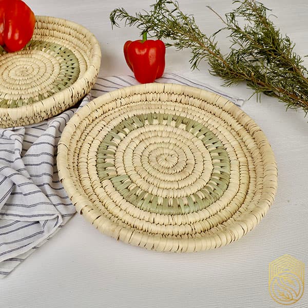 سینی (سبد) حصیری دو رنگ sh398 — تصویر ۲