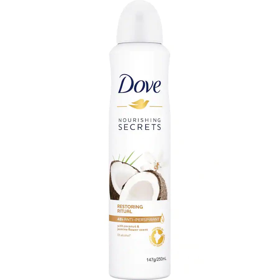 اسپری ضدتعریق داو زنانه 250 میل رایحه نارگیل و گل یاسمن – Dove Nourishing Secrets deodorant