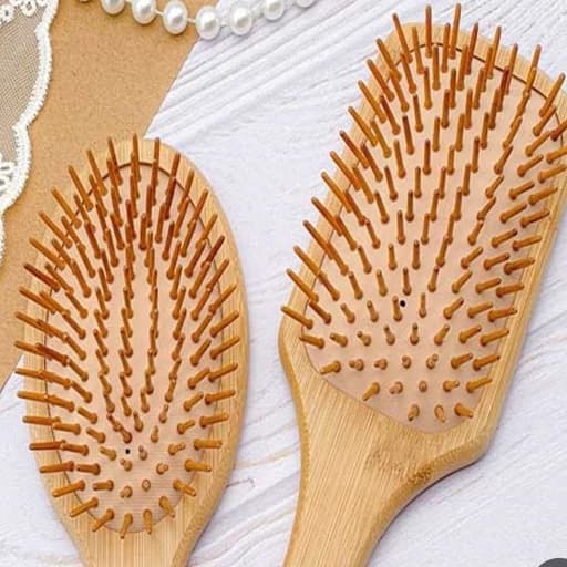برس چوبی دندانه چوب اصل بامبو جلوگیری از ریزش مو و ضد موخوره و دندانه چوبی تضمینی شانه چوبی — تصویر ۵