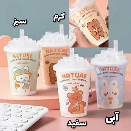 دستمال مرطوب آیسپکی بستنی پاک کننده آرایش مسافرتی فانتزی کیوت تدی خرگوشی — تصویر ۴