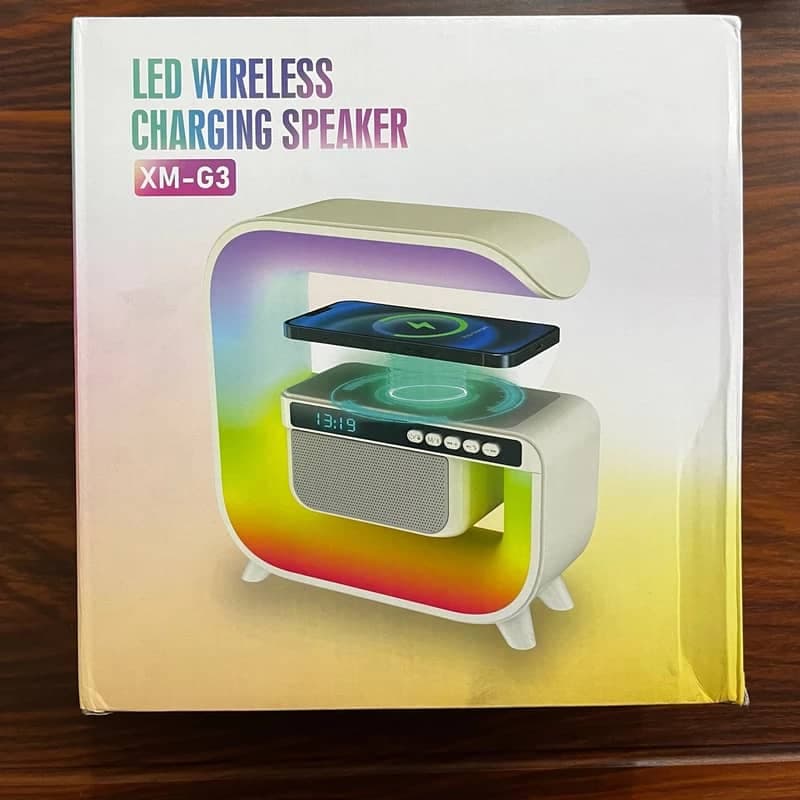 اسپیکر بلوتوثی و شارژ وایرلس و چراغ RGB LED مدل HM-G3 — تصویر ۲