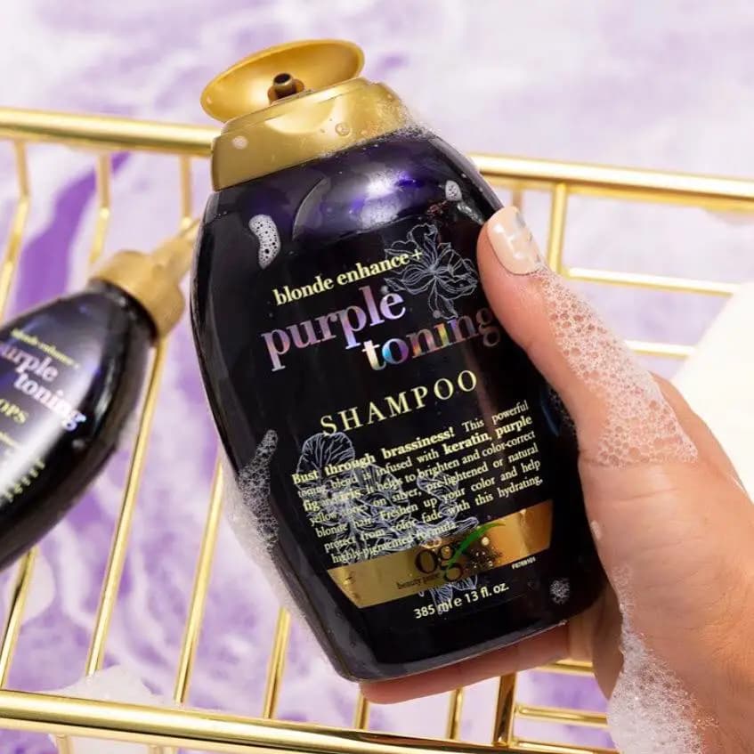 شامپو ضد زردی او جی ایکس مدل Purple Toning حجم 385میل — تصویر ۳