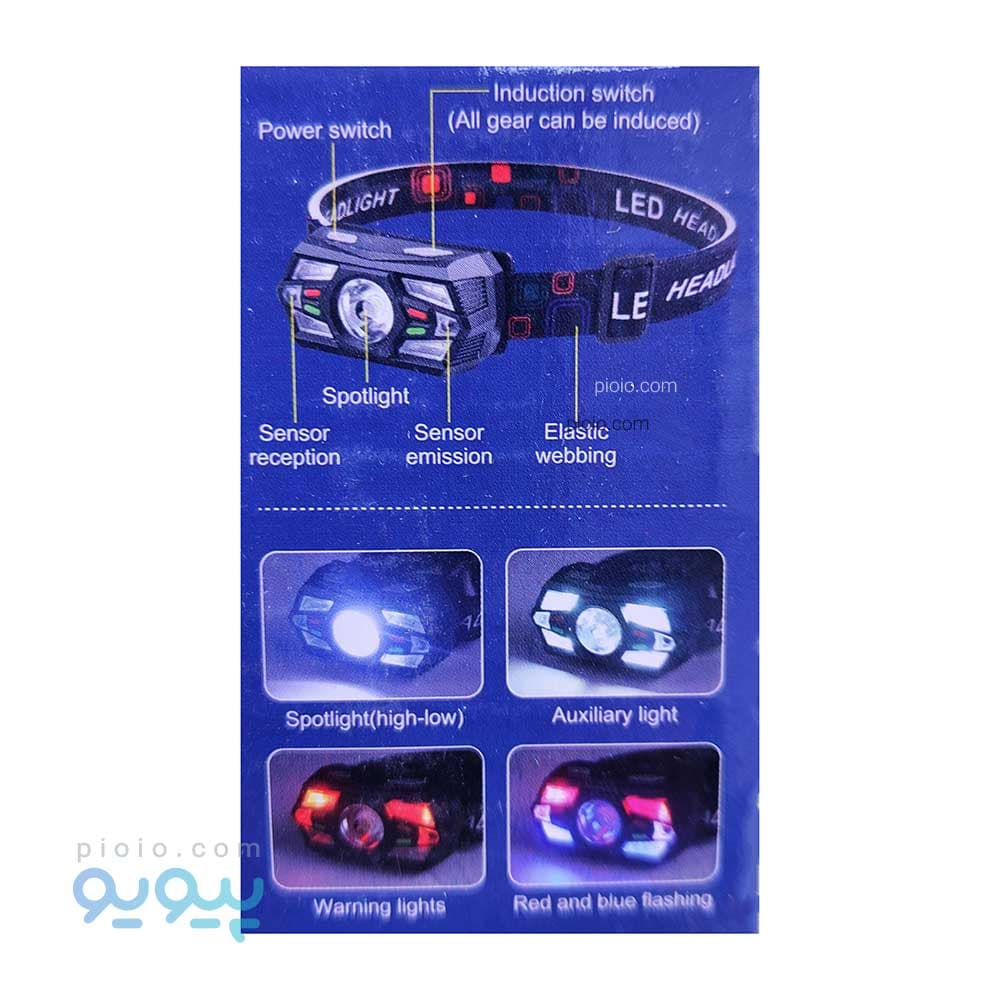 چراغ پیشانی سنسور دار شارژی آیتم CT108 — تصویر ۲