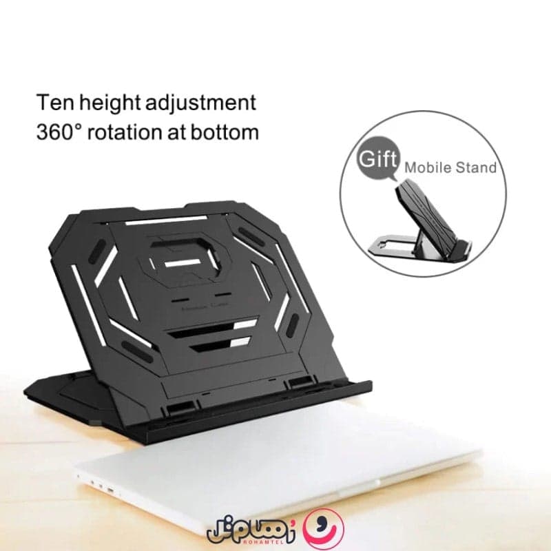 پایه خنک‌کننده لپ‌تاپ مدل CoolCold T3 به همراه هولدر موبایل — تصویر ۳