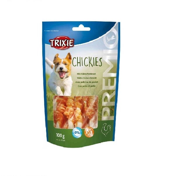تشویقی سگ با دورپیچ مرغ تریکسی Trixie Chickies وزن 100 گرم