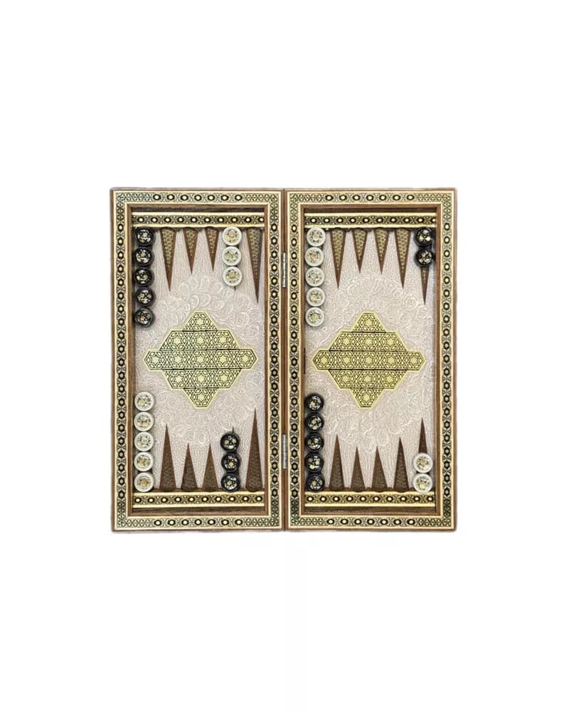 تخته نرد خاتم کاری طرح تمام خاتم و صدف 40 سانتی کد 10078