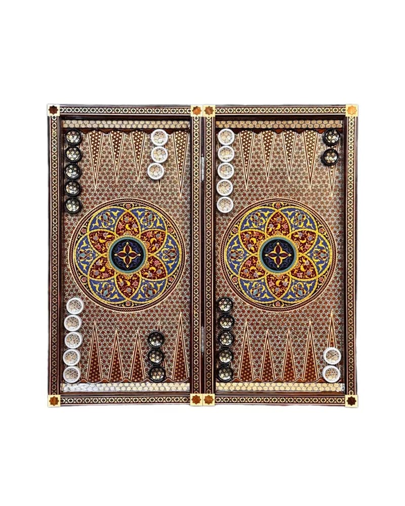 تخته نرد خاتم کاری سبک تمام خاتم و نقاشی کد 10044