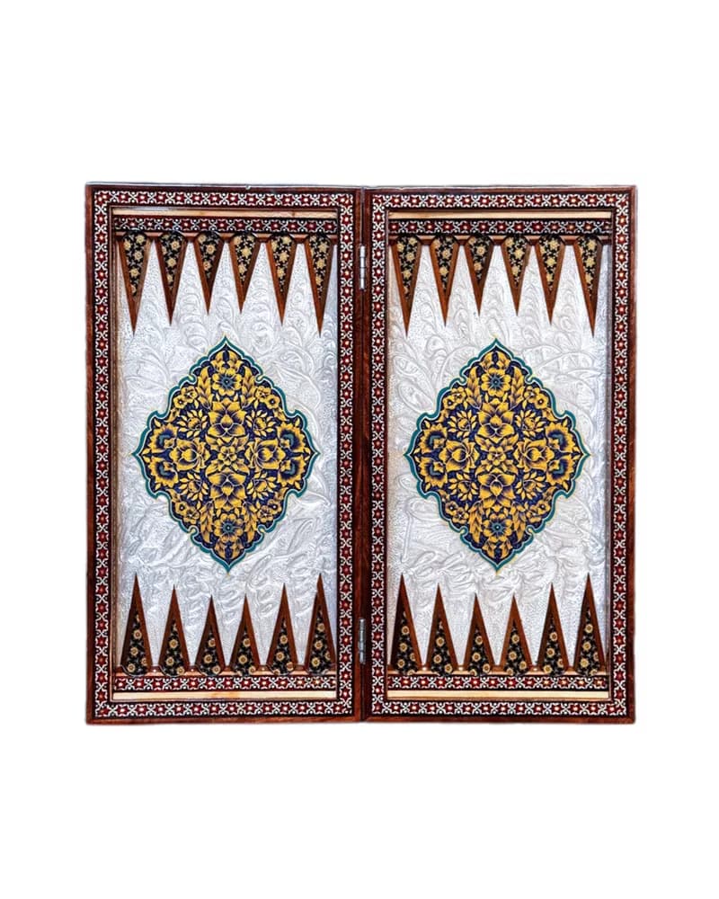 تخته نرد خاتم کاری سبک تشعیر کد 10038 — تصویر ۲