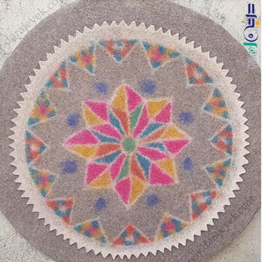 نمد فرش گرد طرح شمسه گرد کد 1009