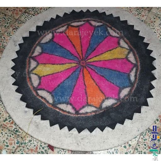 زیرانداز نمدی گرد ۱۲۰ سانتی طرح مندالا رنگی