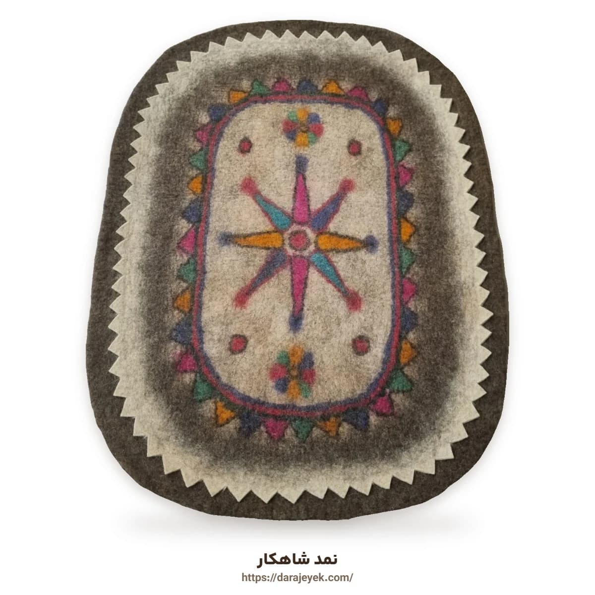 فرش نمدی سنتی بیضی 90×120 سانتی طرح ستاره — تصویر ۸