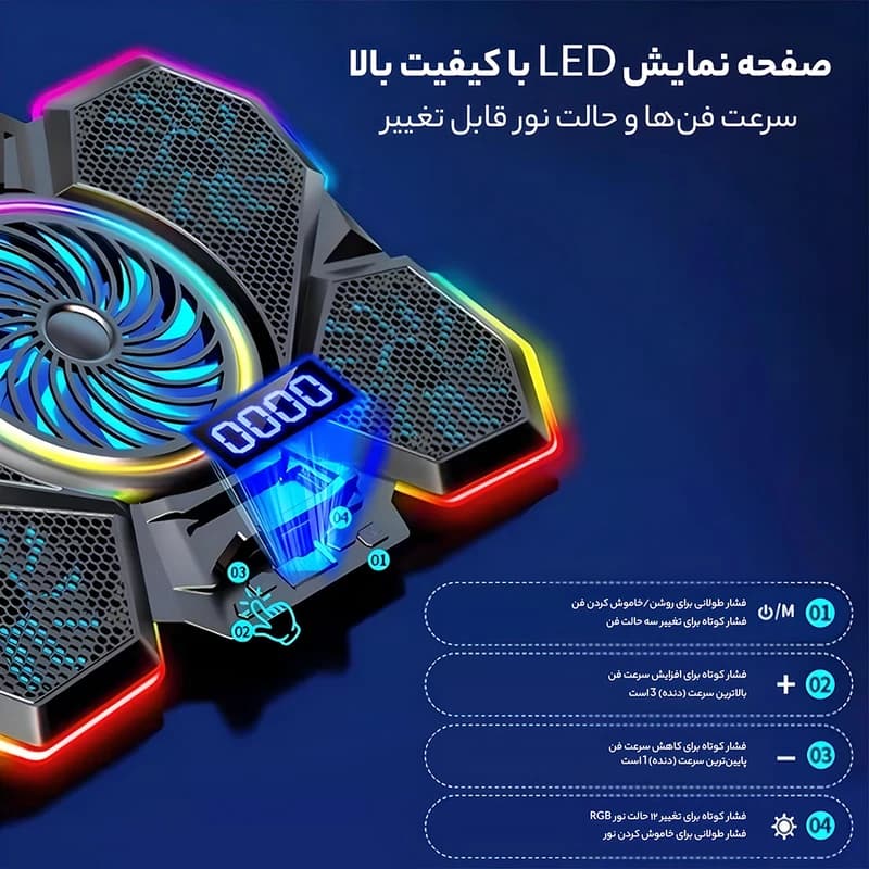 کول پد لپ تاپ کول کلد COOLCOLD F13 RGB — تصویر ۲