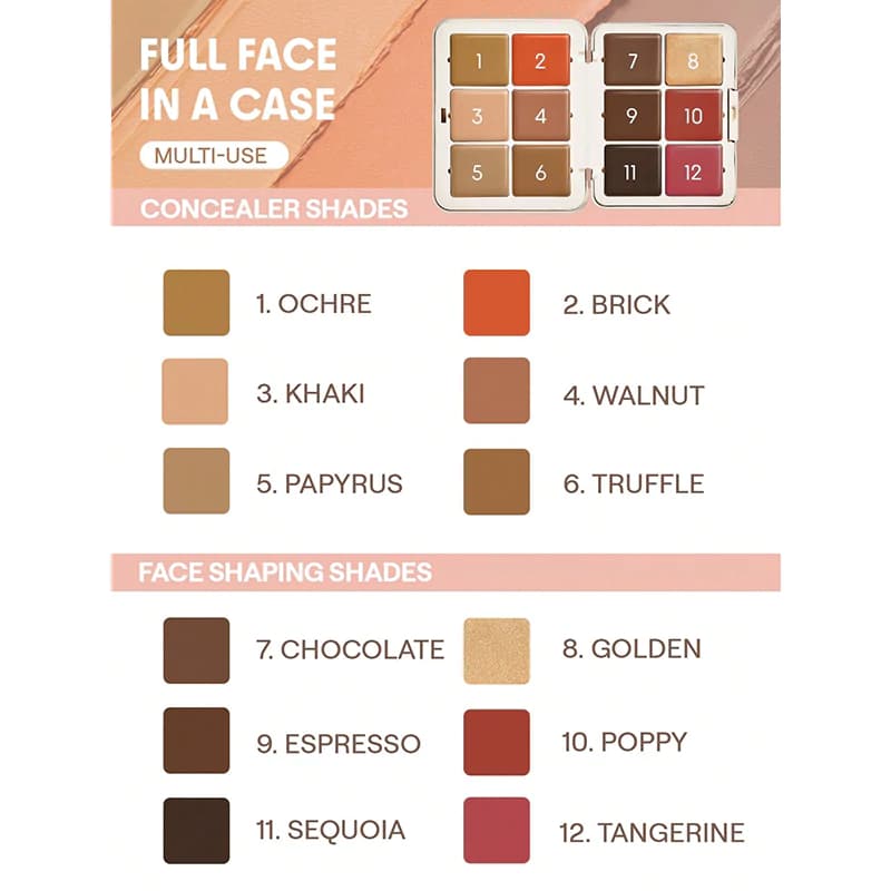 پالت رنگدانه 12 رنگ چند منظوره شیگلم Sheglam مدل All About رنگ Mocha Sculp — تصویر ۵
