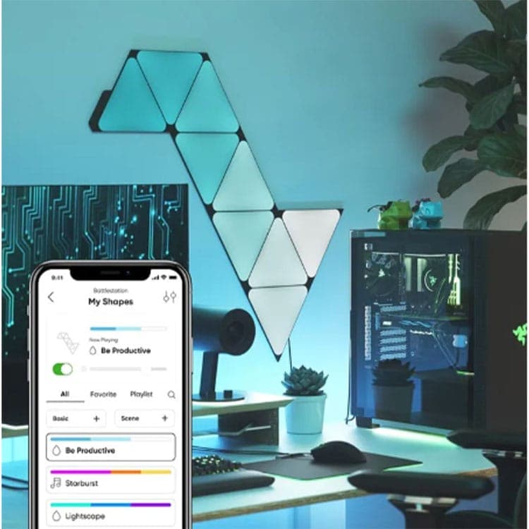 پنل روشنایی هوشمند 9 قطعه Nanoleaf Shapes Limited Edition Ultra Black Triangles Smarter Kit — تصویر ۵