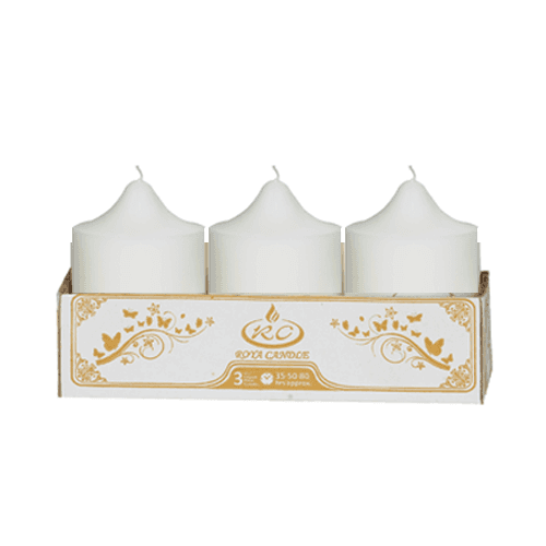 شمع استوانه ای قطر 6 سفید کوچک بسته 3 عددی