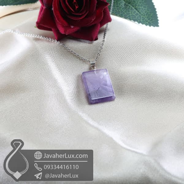 گردنبند سنگ آمتیست _ کد : 400739 — تصویر ۲
