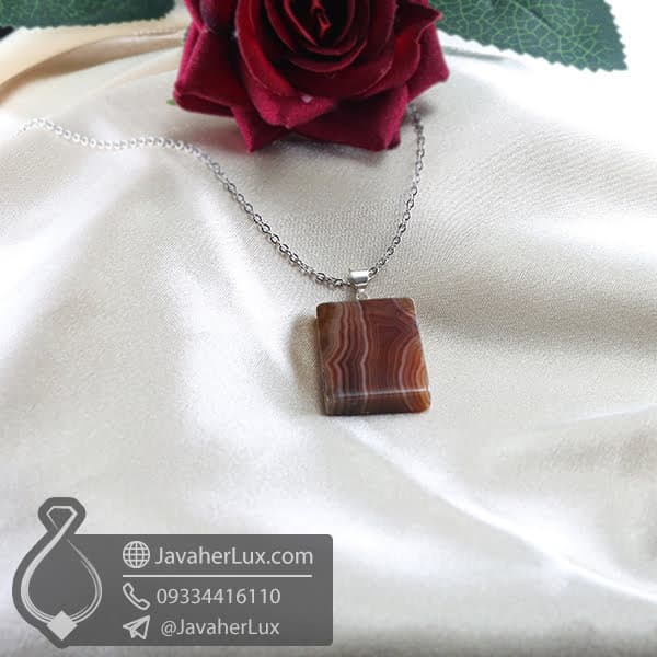 گردنبند سنگ عقیق سلیمانی _ کد : 400738 — تصویر ۲