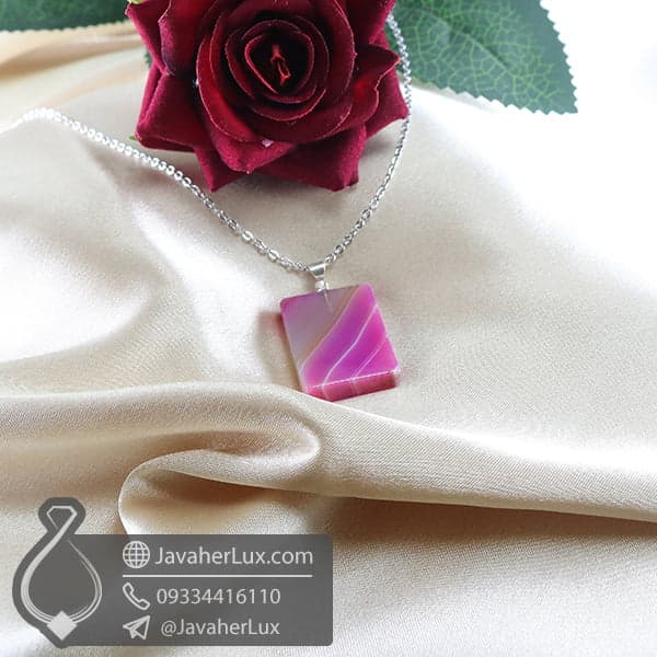 گردنبند سنگ عقیق سلیمانی _ کد : 400728 — تصویر ۲