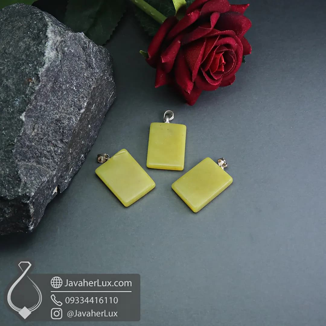 گردنبند یشم زرد اصل و طبیعی سنگ فراوانی و دانایی _ کد : 400719 — تصویر ۴