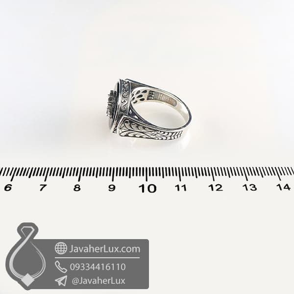 انگشتر نقره مردانه عقیق سیاه فروهر _ کد : 100726 — تصویر ۳