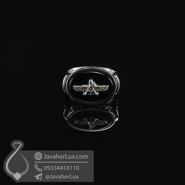 انگشتر نقره مردانه عقیق سیاه فروهر _ کد : 100726