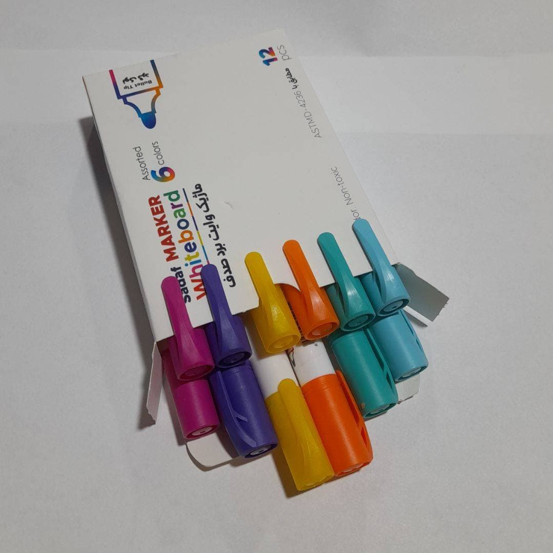 ماژيک وايت برد 6 رنگ نوک گرد صدف