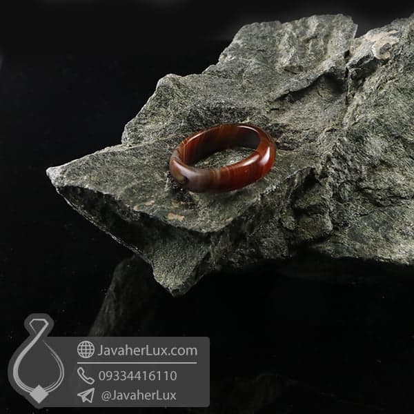حلقه سنگ عقیق سلیمانی _ کد : 400694 — تصویر ۲
