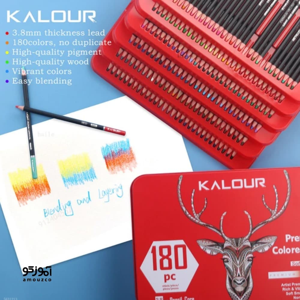 مدادرنگی 180 رنگ جعبه فلزی کالور Kalour — تصویر ۲