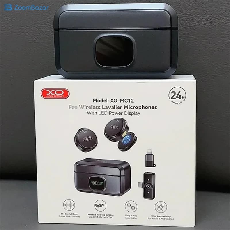 میکروفون یقه ای بی سیم ایکس او مدل MC12 با نویز کنسلینگ — تصویر ۶