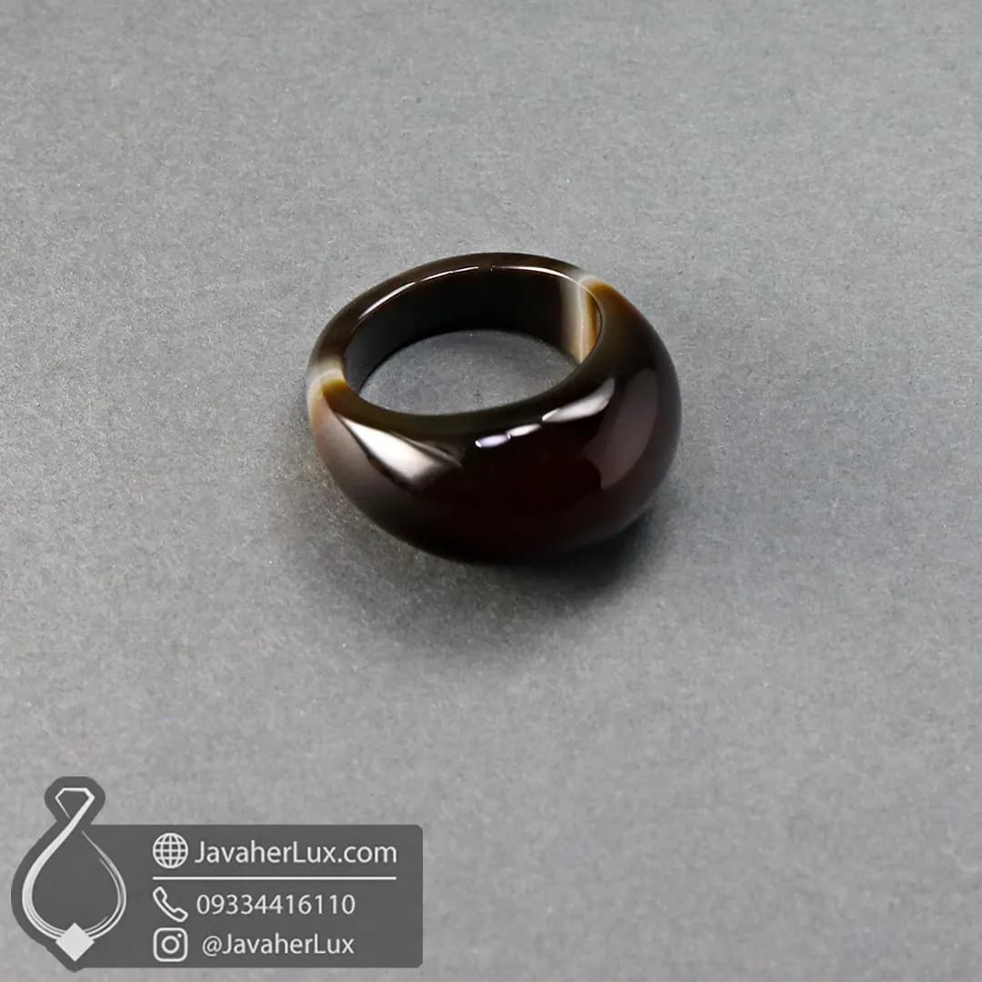 انگشتر تمام سنگ عقیق سلیمانی _ کد : 400681 — تصویر ۵